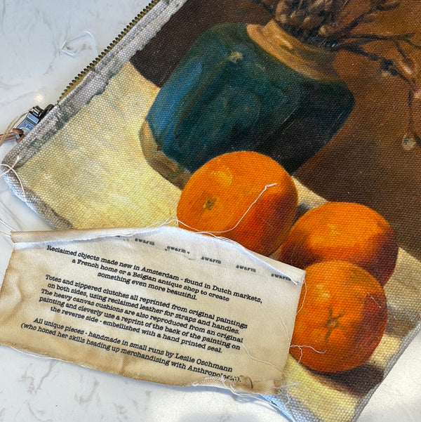 Canvas Painting Zip Clutch Oranges French Cargo