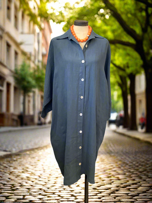 CCB Linen Dress - Blue Grey