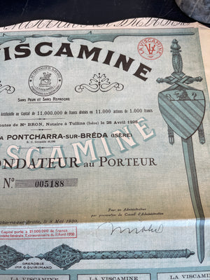 French Antique Ephemera 1928 Company shares