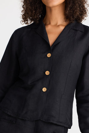 Amalfi Jacket - Black Linen Blend