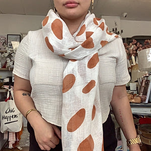 Dotty Scarf - Tan/Blue/Coral