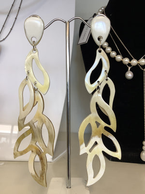Recycled Buffalo Horn Leaf Earrings