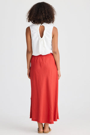 Sicily Skirt - Cherry Linen Blend