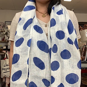 Dotty Scarf - Tan/Blue/Coral