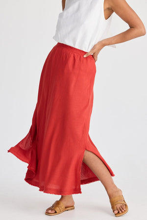 Sicily Skirt - Cherry Linen Blend
