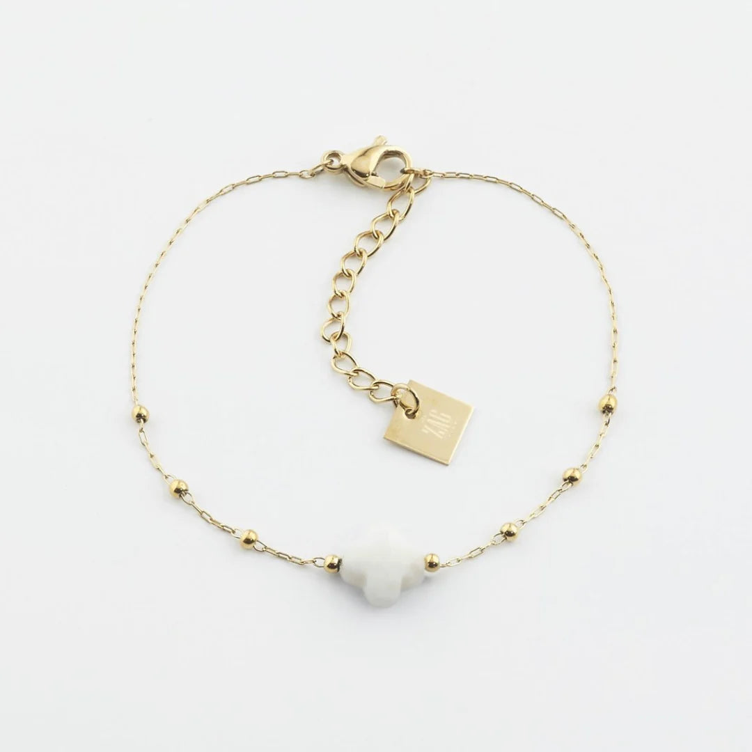 Zag Bijoux Velasquez Bracelet - Gold and White Agate