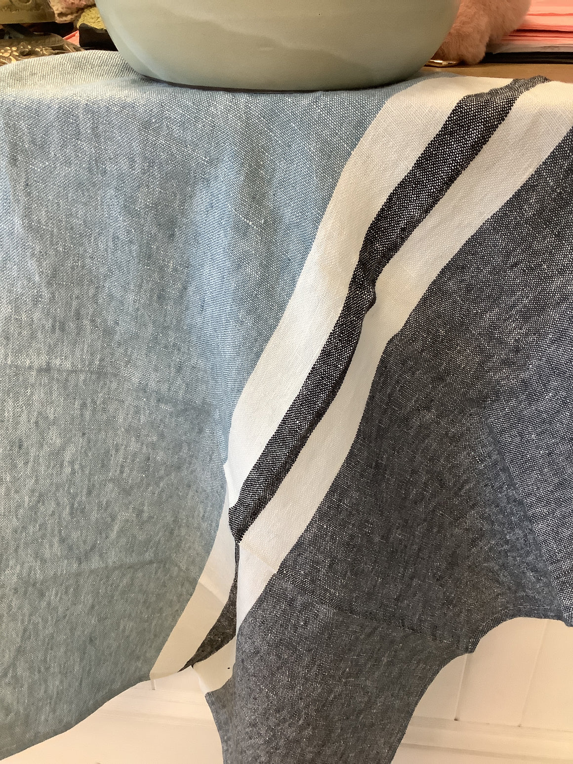 French Linen Teatowel - Trévise Torchon Blue Stone