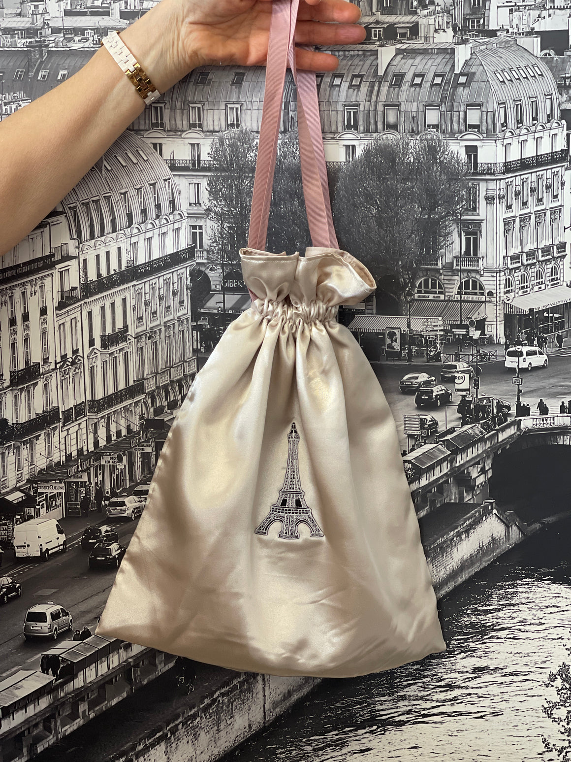 Hand made Silky Eiffel Tower  Lingerie Bag