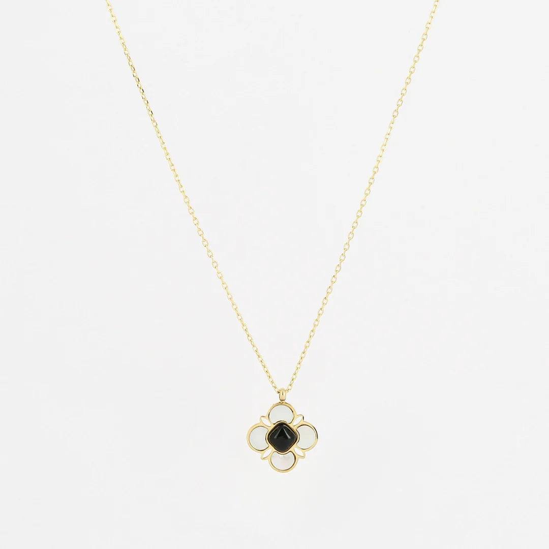 Ambrose Necklace - Mother of Pearl & Onyx Motif