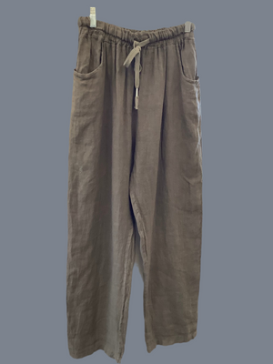 La Strada Linen Relaxed Pant - Taupe