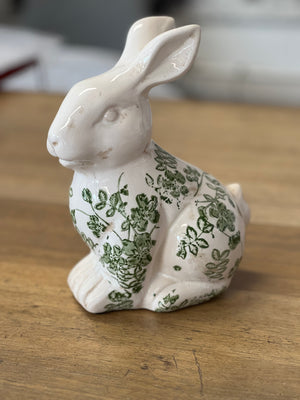 Botanical Green Ceramic Bunny Ornament