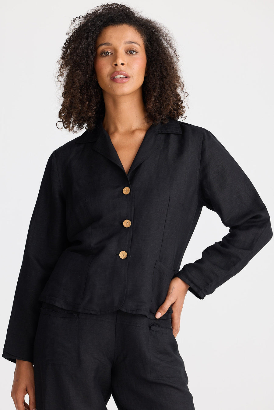 Amalfi Jacket - Black Linen Blend