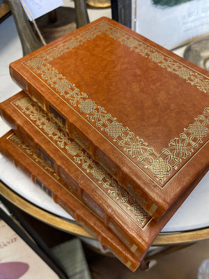 French Vintage leather bound books