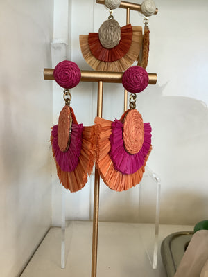 Torino Earrings - Pink & Orange/Natural
