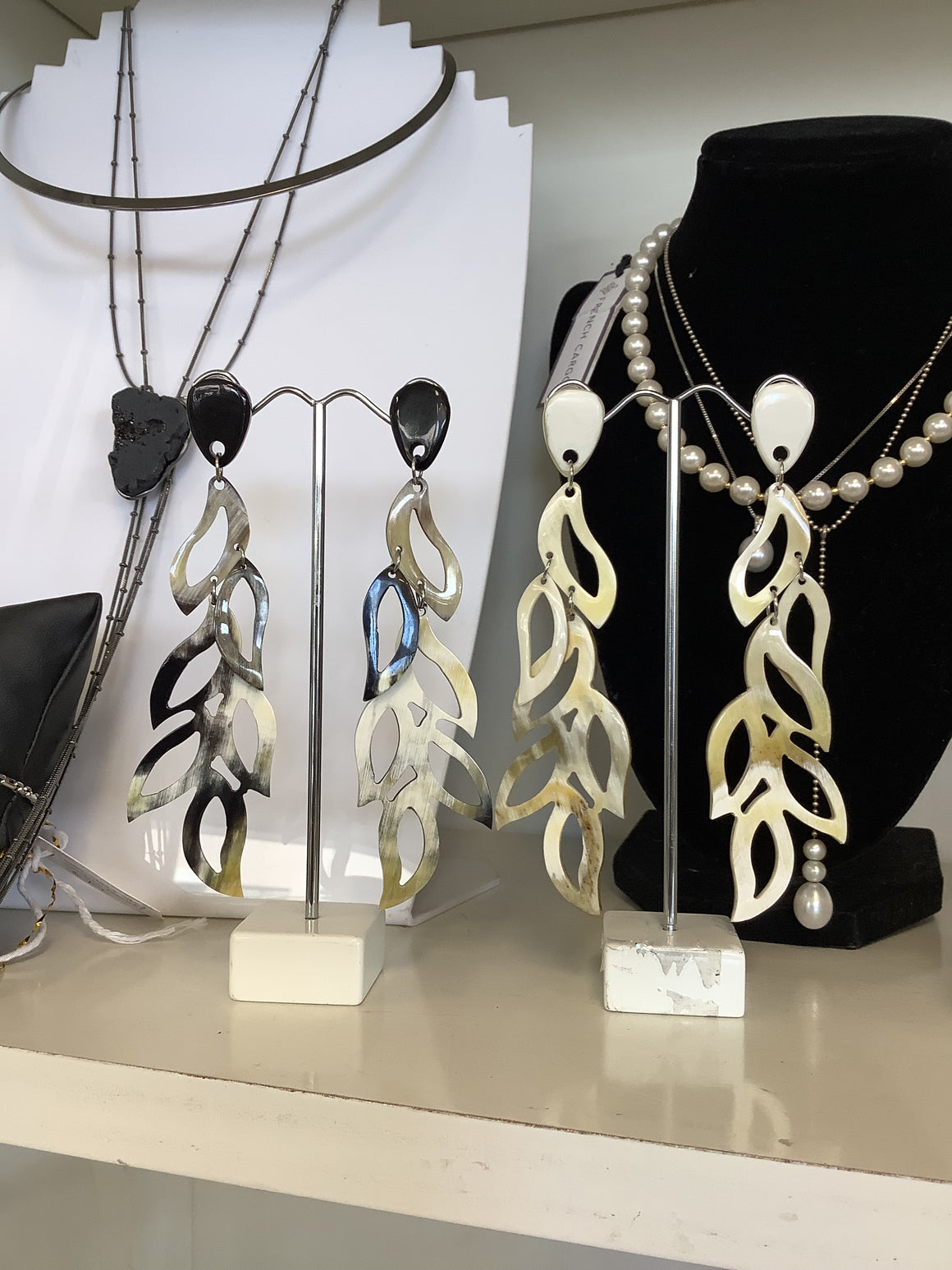 Recycled Buffalo Horn Leaf Earrings