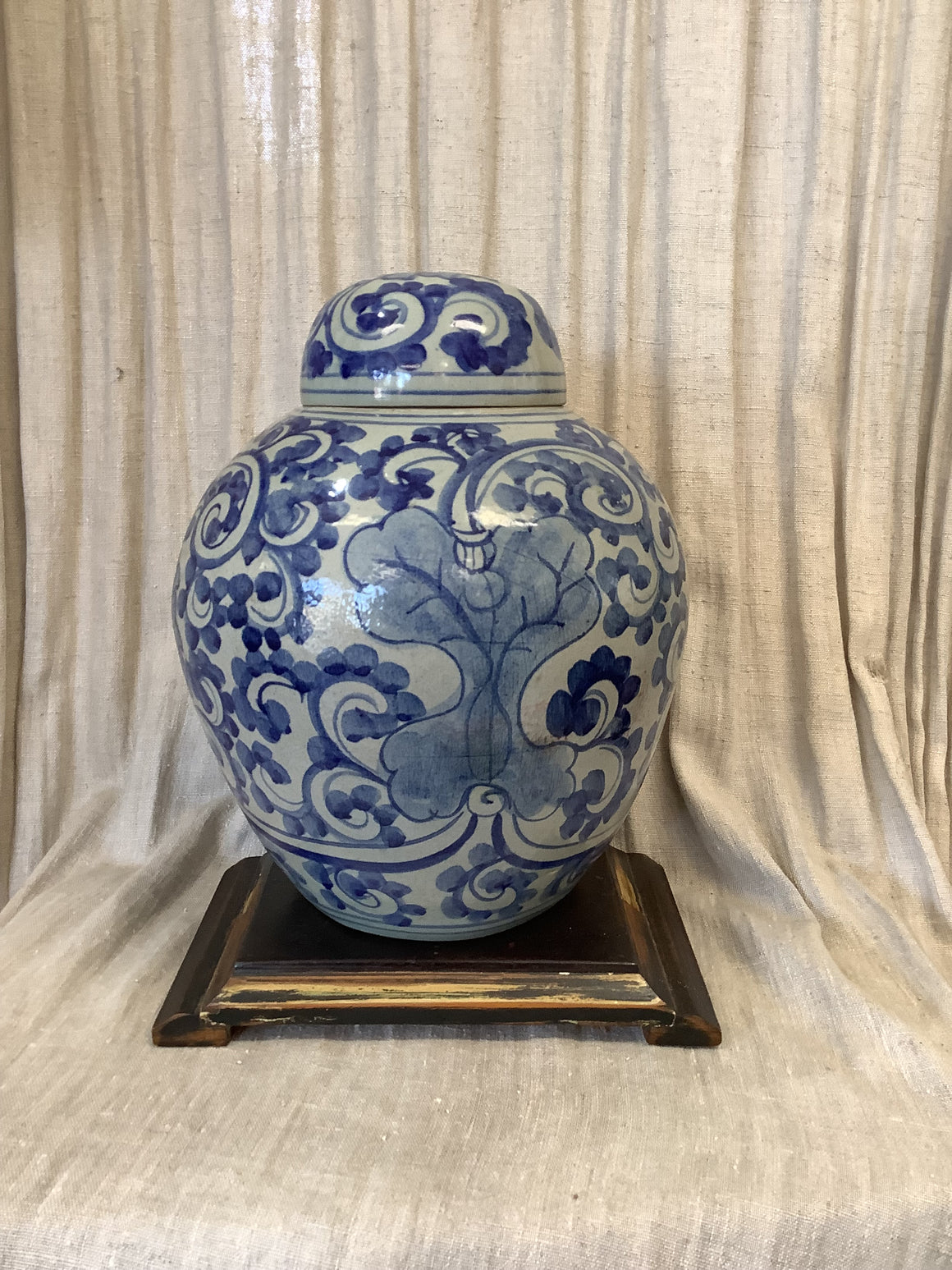 Antique Chinese Blue and off-white Vase/Urn with Lid