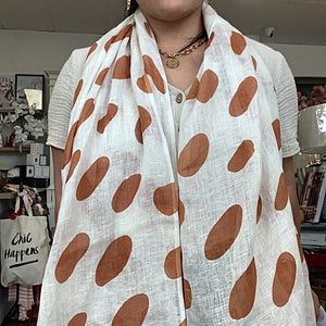 Dotty Scarf - Tan/Blue/Coral