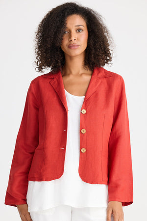 Amalfi Jacket - Cherry Linen Blend