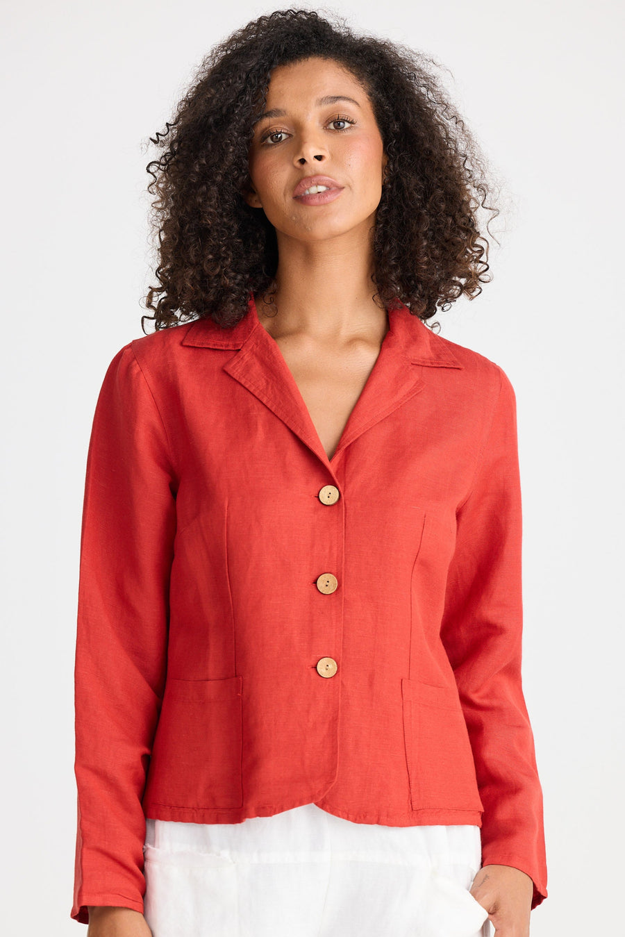 Amalfi Jacket - Cherry Linen Blend
