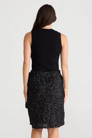 Mae Wrap Skirt - Black Sequin