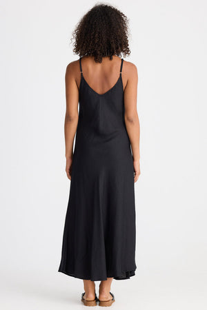 Coco Bias Dress - Black Linen Blend