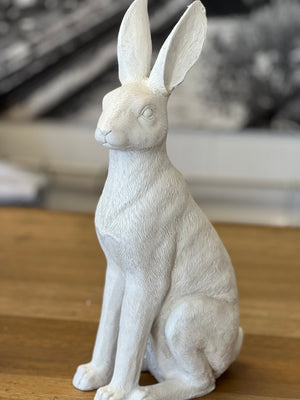 Sitting Hare Large - White/Champagne Gold