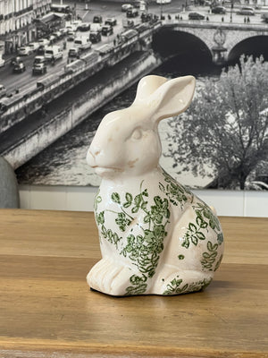 Botanical Green Ceramic Bunny Ornament