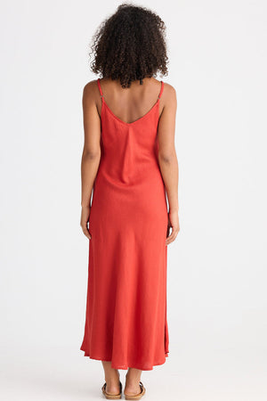 Coco Bias Dress - Cherry Linen Blend
