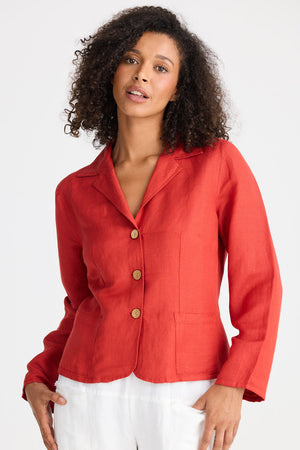Amalfi Jacket - Cherry Linen Blend