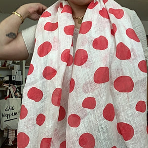 Dotty Scarf - Tan/Blue/Coral