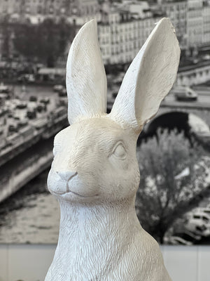 Sitting Hare Large - White/Champagne Gold