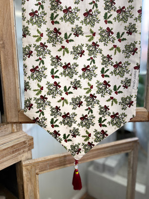 Hand Made Christmas Table Runner -Holly and Ivy