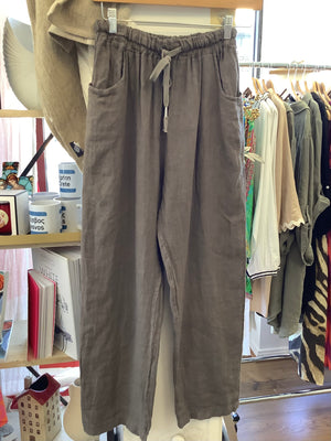 La Strada Linen Relaxed Pant - Taupe