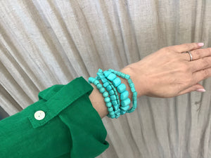 Belbora Stack Bracelet - Stone / Black / Aqua