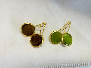 Semi Precious Gemstone Round Earrings