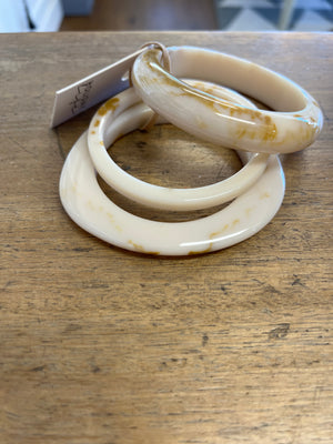 Highways Bangle Stack - Cream/Brown