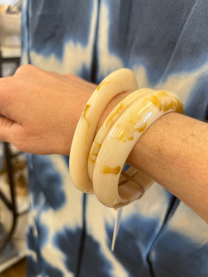 Highways Bangle Stack - Cream/Brown