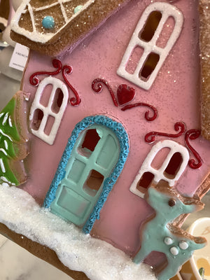 Gingerbread LED House - Candy Pink with White Glitter