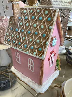 Gingerbread LED House - Candy Pink with White Glitter