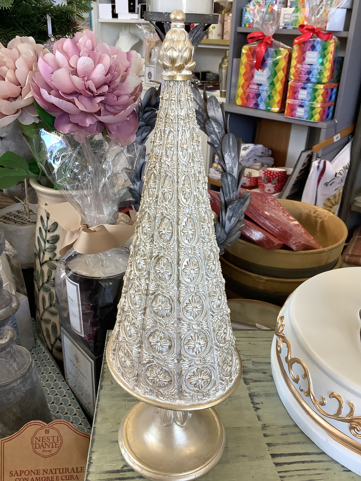 Small Gold Christmas Tree Statue