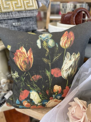 Printed Floral Linen Cushion