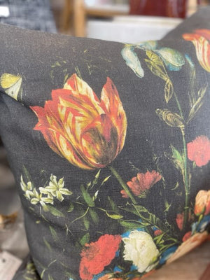 Printed Floral Linen Cushion