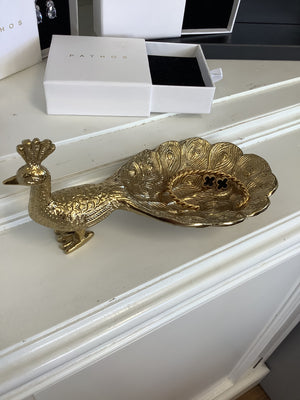 Gold Peacock Trinket Dish