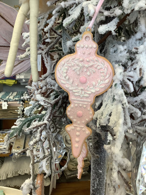Large Gingerbread Finial Hanging Ornament - Assorted Pink