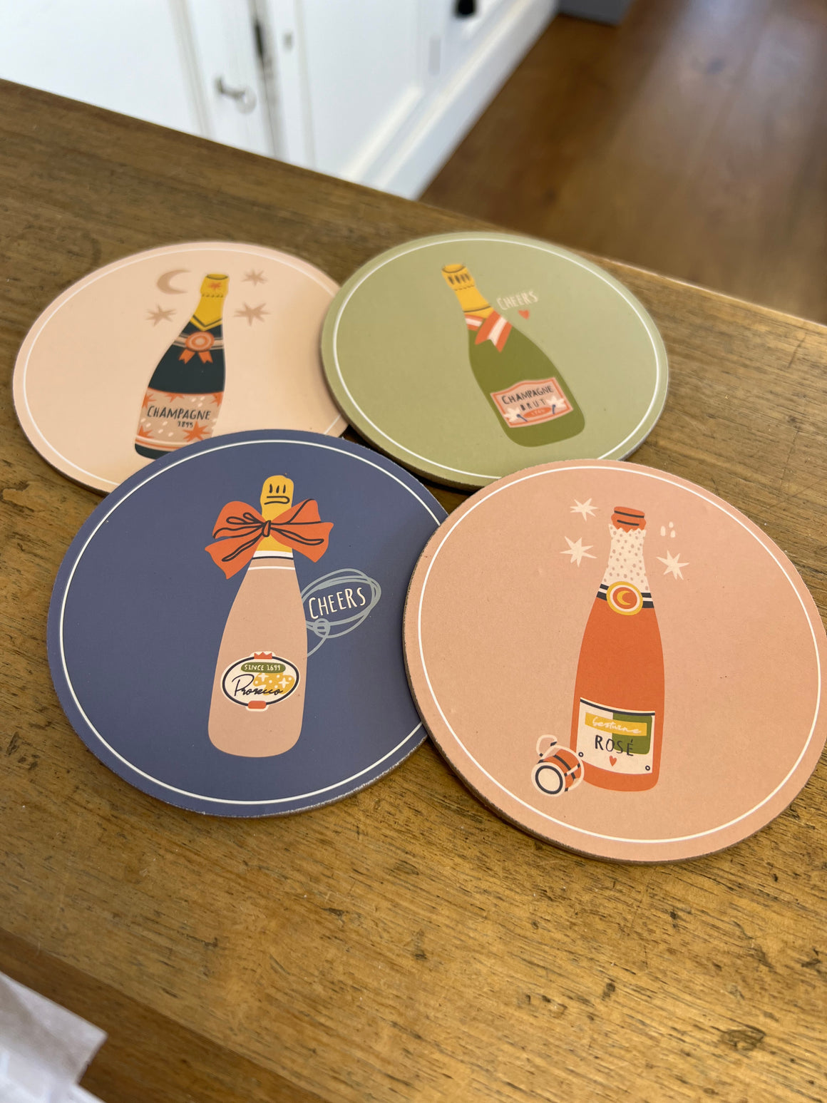 Cheers Cork Back Coasters - Set 4