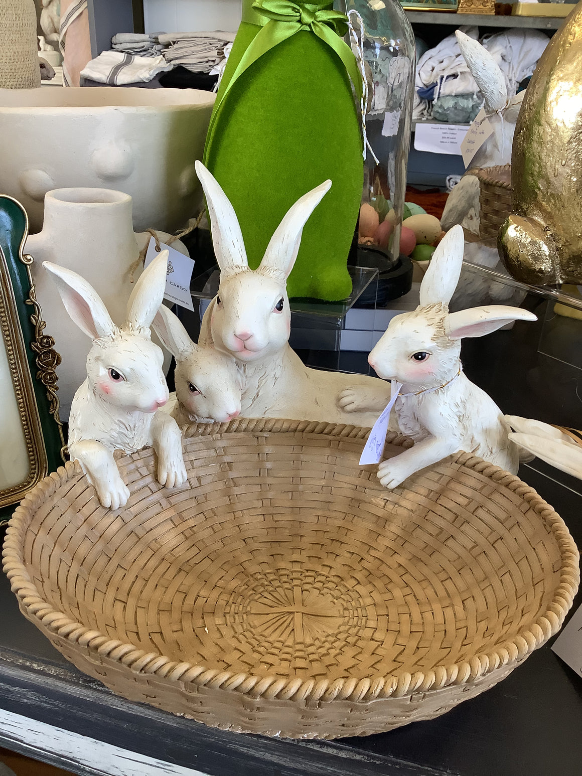 Rabbit Family Egg Bowl Ornament