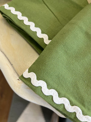 Orla Cotton Napkins Set 4 - Olive/Ivory