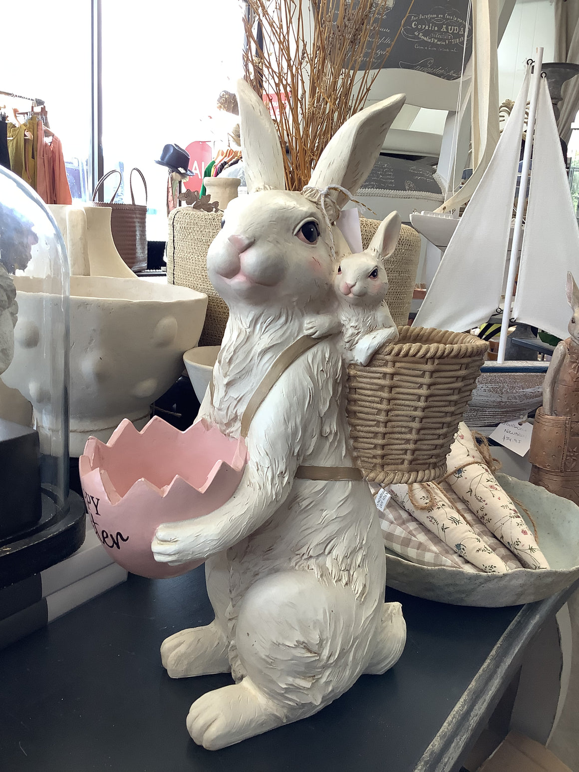Hoppy Bunny Ornament with Cracked Egg Bowl