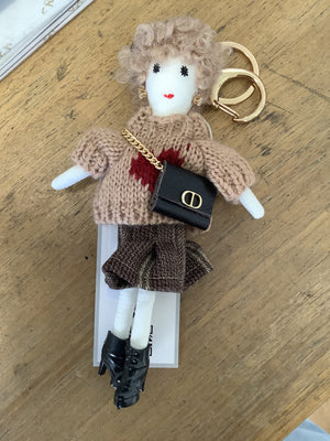 Designer French Fashion Doll Keyring - Various