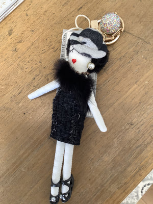 Designer French Fashion Doll Keyring - Various